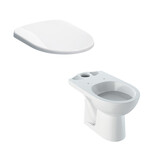Stojąca miska WC Selnova do spłuczki nasadzanej, lejowa, B36 cm, H39 cm, T67 cm, odpływ poziomy Deska sedesowa WC wolnoopadająca Selnova mocowanie od góry, antybakteryjna biała